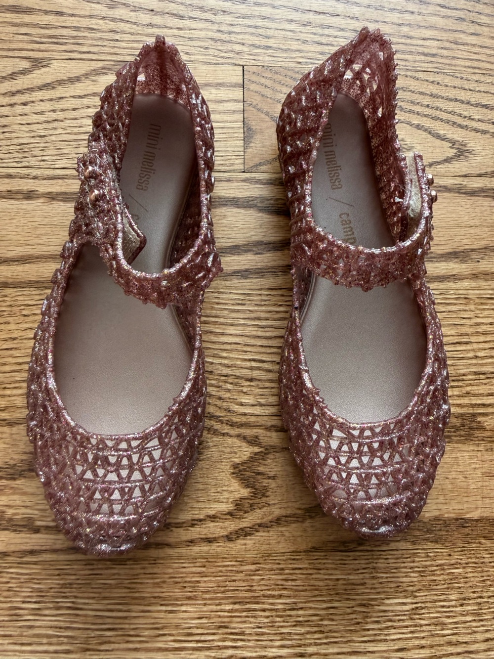 Mini Melissa Glitter Mary Jane Campana - Rose Metallic
